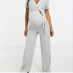 Gray Maternity Jumpsuit